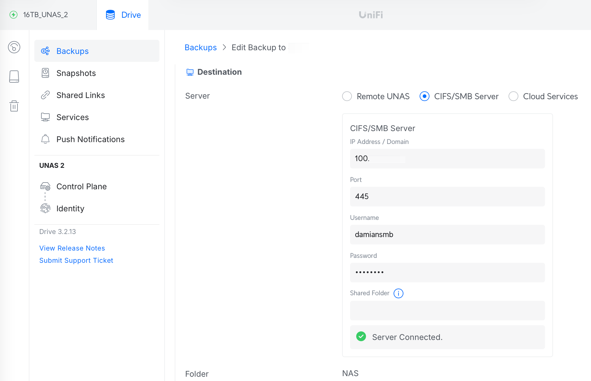 UNAS backup to Tailscale SMB